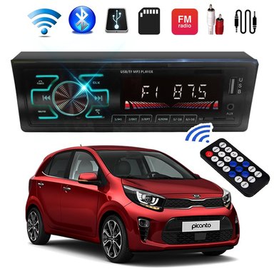 AUTORADIO BLUETOOTH FM RADIO PARA AUTO CARRO CONTROL USB RCA LED