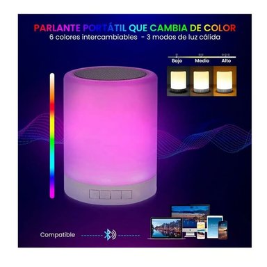 PARLANTE BLUETOOTH TOUCH LAMPARA 2 EN 1 RECARGABLE LUCES LED - 2