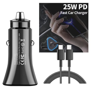 CARGADOR AUTO 25W USB-C FAST CHARGE SAMSUNG XIAOMI HUAWEI