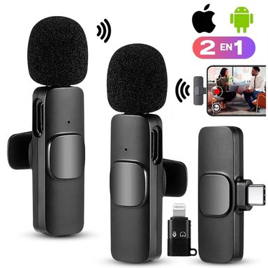 MICRÓFONO INALÁMBRICO TIPO C PARA IPHONE ANDROID 2 EN 1 PARA TIKTOK
