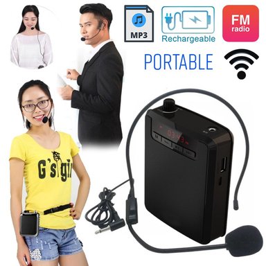 AMPLIFICADOR DE VOZ PORTÁTIL MICRÓFONO TIPO VINCHA RECARGABLE ALTAVOZ