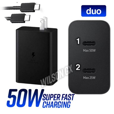 CARGADOR PARA SAMSUNG DUAL 50W CARGA SUPER RAPIDA DUO 50 25W