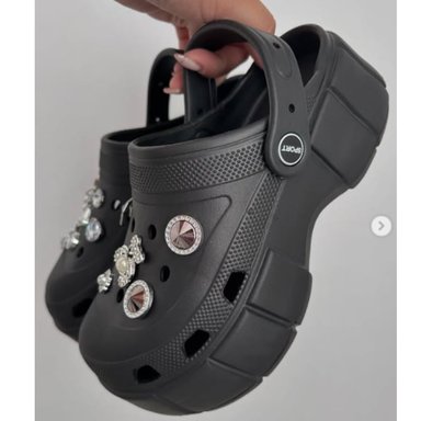 SANDALIAS MUJER NEGRO KAWAII ESTILO CROCS JELLY PLAYA PLATAFORMA - 3