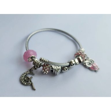 PULSERA PINK BUHO TIPO PANDORA PLATEADO ACERO - 2
