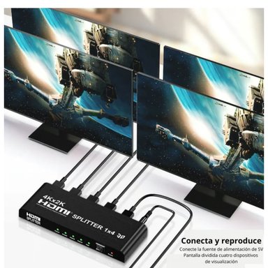 SPLITTER HDMI 1X4 4K 2K UHD FULL CON AUDIO 4 PANTALLAS AMPLIFICADOR - 4