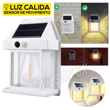 REFLECTOR FOCO LED SOLAR CON SENSOR MOVIMIENTO BLANCO RECARGABLE