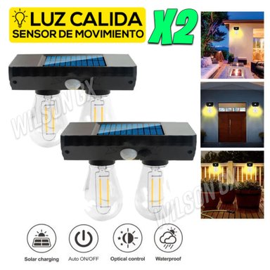 COMBO 2 LUZ LED SOLAR DOBLE FOCO 2 EN 1 KIT LAMPARA REFLECTOR