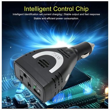 INVERSOR DE CORRIENTE PARA AUTO DE 12V A 220V USB 75W - 3