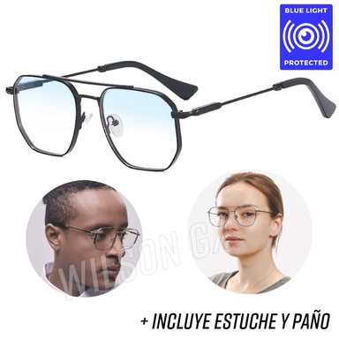 LENTES PREMIUM NEGROS MODELO CLÁSICO CON FILTRO AZUL PARA COMPUTADORA