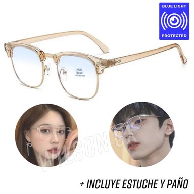 LENTES PREMIUM MODELO CLÁSICO DORADO CON FILTRO AZUL PROTECCIÓN