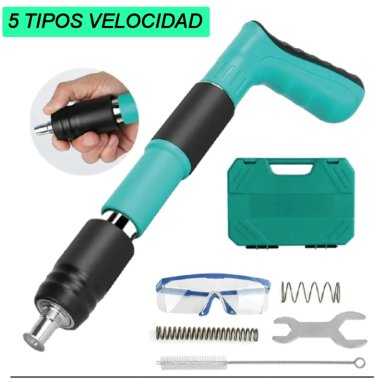 PISTOLA DE CLAVOS DE ACERO CON ACCESORIOS REMACHADORA FULMINANTE