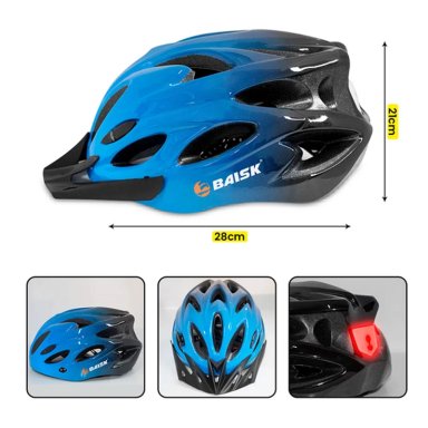 CASCO PARA BICICLETA CON LUZ RECARGABLE USB CICLISMO - AZUL - 2