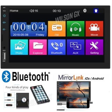 AUTORADIO PANTALLA TÁCTIL MIRRORLINK ANDROID IPHONE BT USB AUX 7 PULG