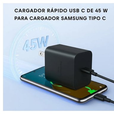 CARGADOR SAMSUNG 45W USB C CARGA RÁPIDA + CABLE TIPO C SMARTPHONES Y TABLETS - 3
