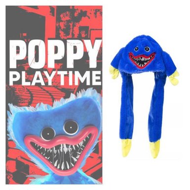 GORRO AZUL CONEJO HUGGY WUGGY PELUCHE OREJAS MOVILES JUEGO