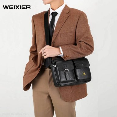 MORRAL HOMBRE CUERO PU NEGRO WEIXIER BANDOLERA IMPERMEABLE CASUAL