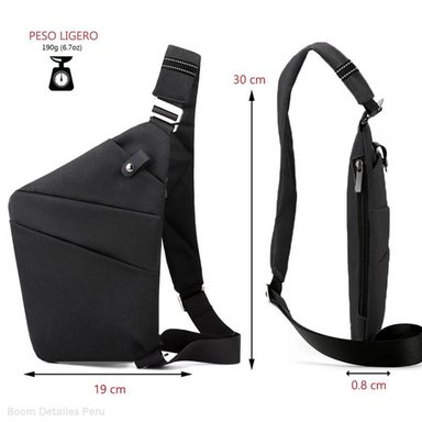 MOCHILA 9018 NEGRO ANTIRROBO HOMBRE PECHERA OCULTA DELGADA MORRAL TÁCTICO - 5