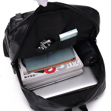 MOCHILA DE CUERO PU PARA HOMBRE CON PORTA LAPTOP MODA MARRÓN OSCURO - 3