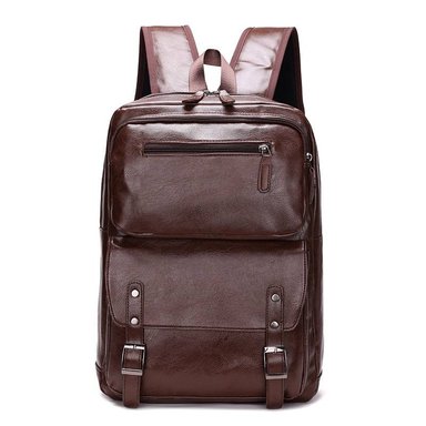 MOCHILA DE CUERO PU PARA HOMBRE CON PORTA LAPTOP MODA MARRÓN OSCURO - 4