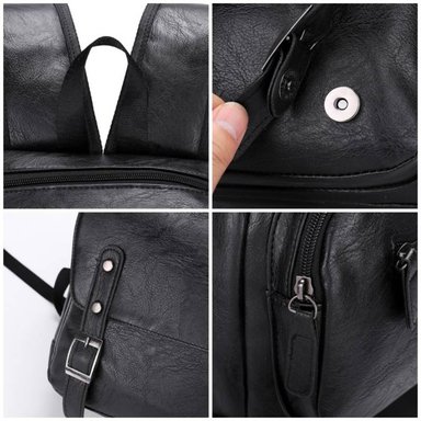 MOCHILA DE CUERO PU PARA HOMBRE CON PORTA LAPTOP MODA MARRÓN OSCURO - 6