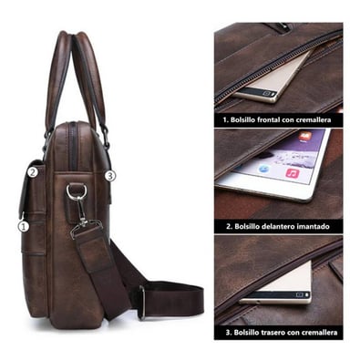MALETINES EJECUTIVOS HOMBRE PORTAFOLIO WEIXIER DE CUERO PU PARA TRABAJO - 6