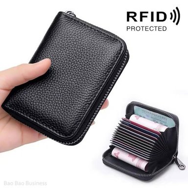 TARJETERO BILLETERA HOMBRE RFID CUERO PU NEGRO PORTATARJETAS 14 TARJETAS