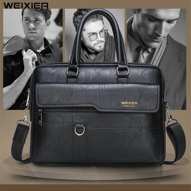 MALETIN DE CUERO  PU  PARA HOMBRE BOLSO EJECUTIVO WEIXIER NEGRO