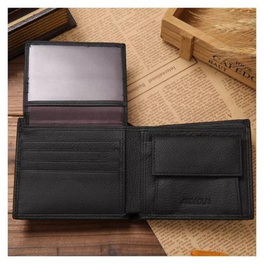 BILLETERA PARA HOMBRE CARTERA DE CUERO PU PARA TARJETA MONEDAS MODA NEGRO - 3