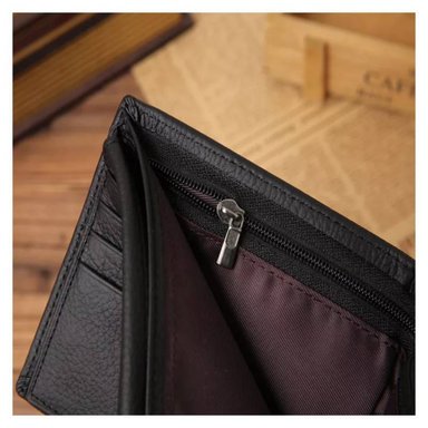 BILLETERA PARA HOMBRE CARTERA DE CUERO PU PARA TARJETA MONEDAS MODA NEGRO - 4