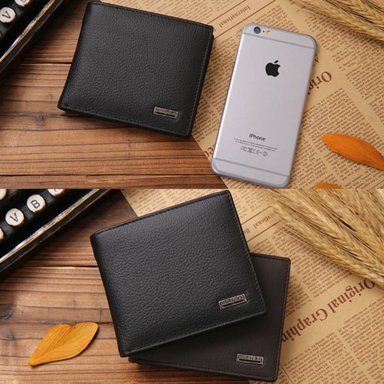 BILLETERA PARA HOMBRE CARTERA DE CUERO PU PARA TARJETA MONEDAS MODA NEGRO - 5