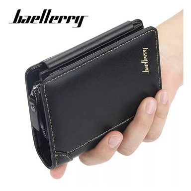 BILLETERA DE CUERO PU PARA HOMBRE BAELLERRY TARJETERO CON CIERRE MONEDERO