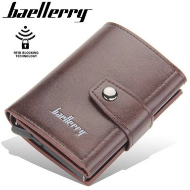 BILLETERA HOMBRE RFID DE CUERO PU CON TARJETERO ANTIRROBO EN MARRÓN CAFÉ