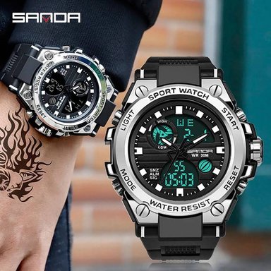 RELOJ SANDA HOMBRE ANÁLOGO DIGITAL DEPORTIVO 739 CRONÓGRAFO MILITAR LUMINOSO