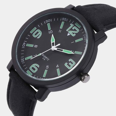 RELOJ YAZOLE HOMBRE ANÁLOGO 319 CORREA NEGRO LUMINOSO CUERO