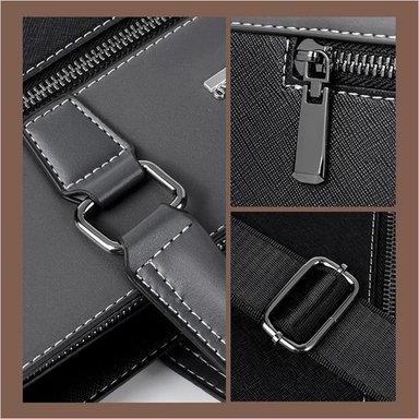 MALETIN EJECUTIVO PARA HOMBRE DE CUERO PU NEGRO GRIS MODA HOMBRE TRABAJO - 5