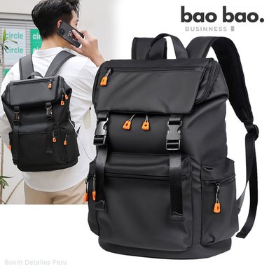 MOCHILA HOMBRE NEGRA URBANA IMPERMEABLE CON PORTA LAPTOP MODA HOMBRE CASUAL