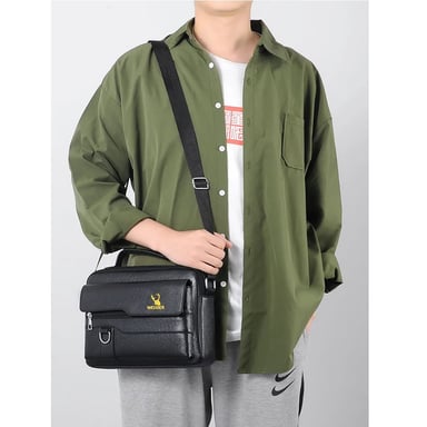 MORRAL MALETIN EJECUTIVO PEQUEÑO PARA HOMBRE EN CUERO PU NEGRO OFICINA - 2