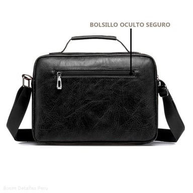MORRAL MALETIN EJECUTIVO PEQUEÑO PARA HOMBRE EN CUERO PU NEGRO OFICINA - 5