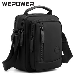 MORRAL BANDOLERA DE CUERO PU IMPERMEABLE PARA HOMBRE WEPOWER  NEGRO MATE
