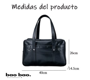CARTERA MUJER CUERO PU NEGRO BOLSO GRANDE MODA COREANA - 7