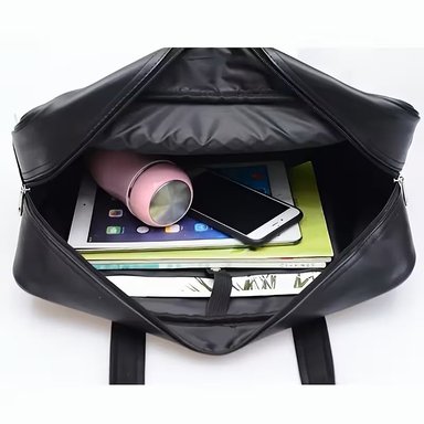 CARTERA MUJER CUERO PU NEGRO BOLSO GRANDE MODA COREANA - 9