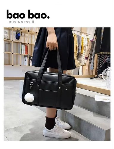 CARTERA MUJER CUERO PU NEGRO BOLSO GRANDE MODA COREANA - 10