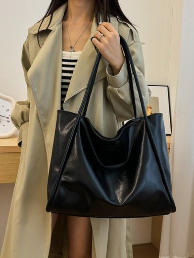 CARTERA GRANDE DE CUERO PU MUJER TOTEBAG BOLSO ELEGANTE - COLOR MARRON - 5