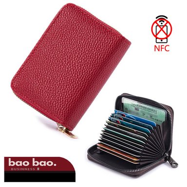 TARJETERO BILLETERA HOMBRE RFID CUERO PU MARRON PORTATARJETAS 14 TARJETAS