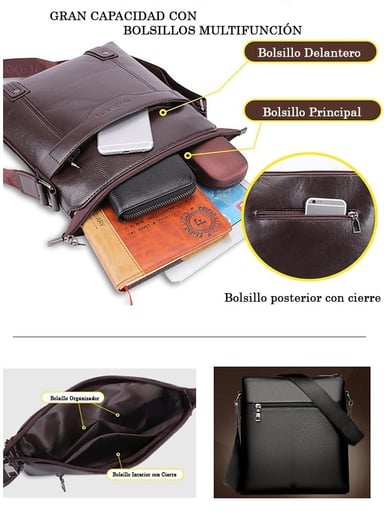 BANDOLERA HOMBRE CUERO PU IMPERMEABLE MORRAL WEIXIER - 6