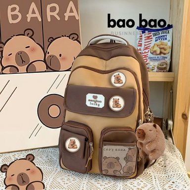MOCHILA CAPIBARA KAWAII PORTA LAPTOP MODA JUVENIL UNISEX ESCOLAR