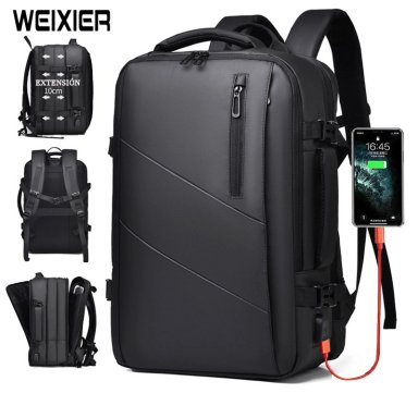 MOCHILA EXPANDIBLE DE GRAN CAPACIDAD NEGOCIOS ESCUELA VIAJE NEGRO