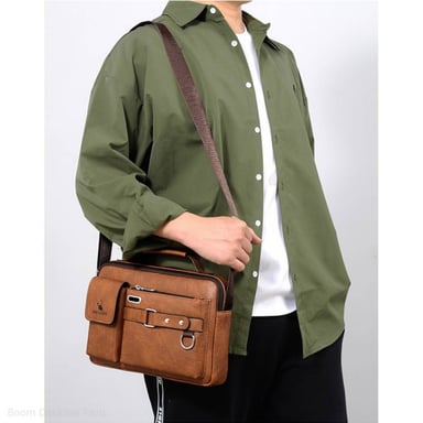 BANDOLERA HOMBRE DE CUERO PU IMPERMEABLE MORRAL WEIXIER PORTA TABLET - 2