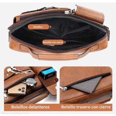 BANDOLERA HOMBRE DE CUERO PU IMPERMEABLE MORRAL WEIXIER PORTA TABLET - 3