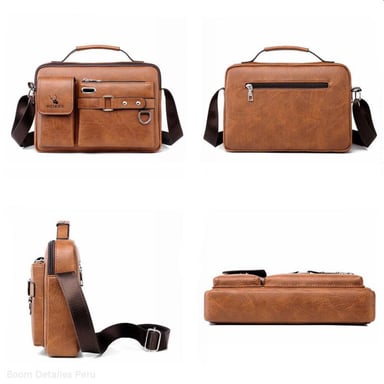 BANDOLERA HOMBRE DE CUERO PU IMPERMEABLE MORRAL WEIXIER PORTA TABLET - 6